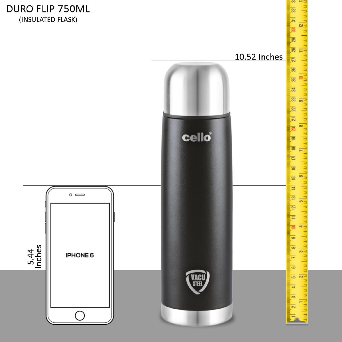 Duro Flip Flask, Vacusteel Water Bottle with Thermal Jacket