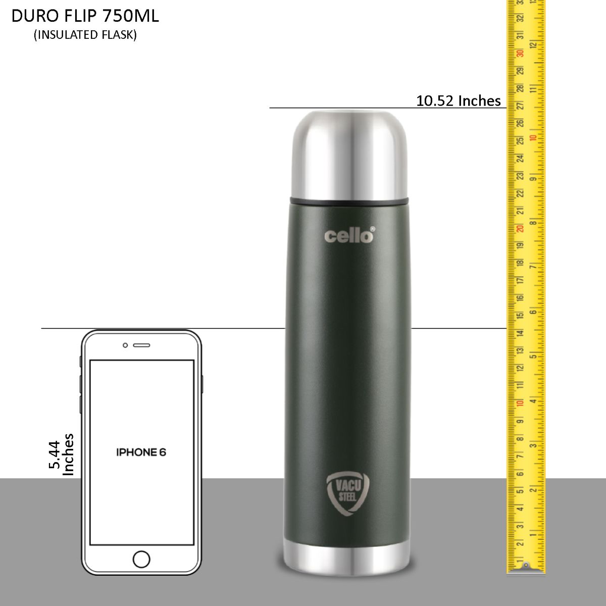 Duro Flip Flask, Vacusteel Water Bottle with Thermal Jacket