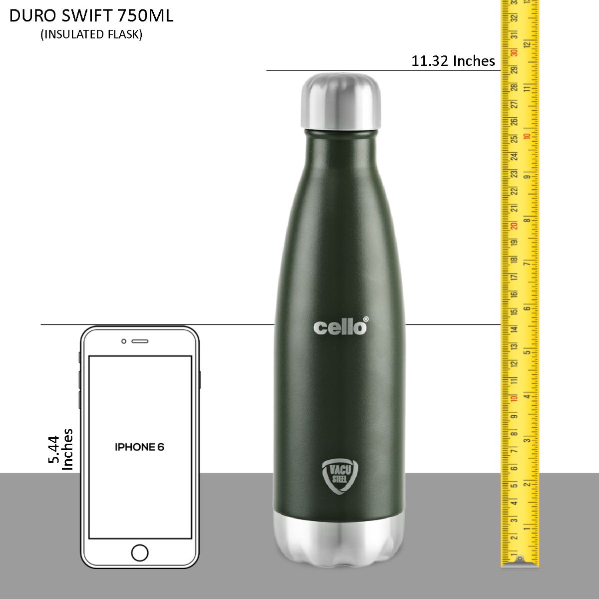Duro Swift Flask, Vacusteel Water Bottle, 750ml