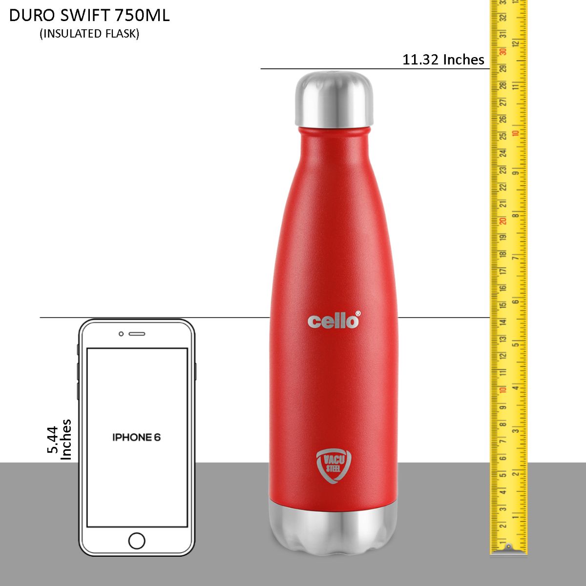 Duro Swift Flask, Vacusteel Water Bottle, 750ml