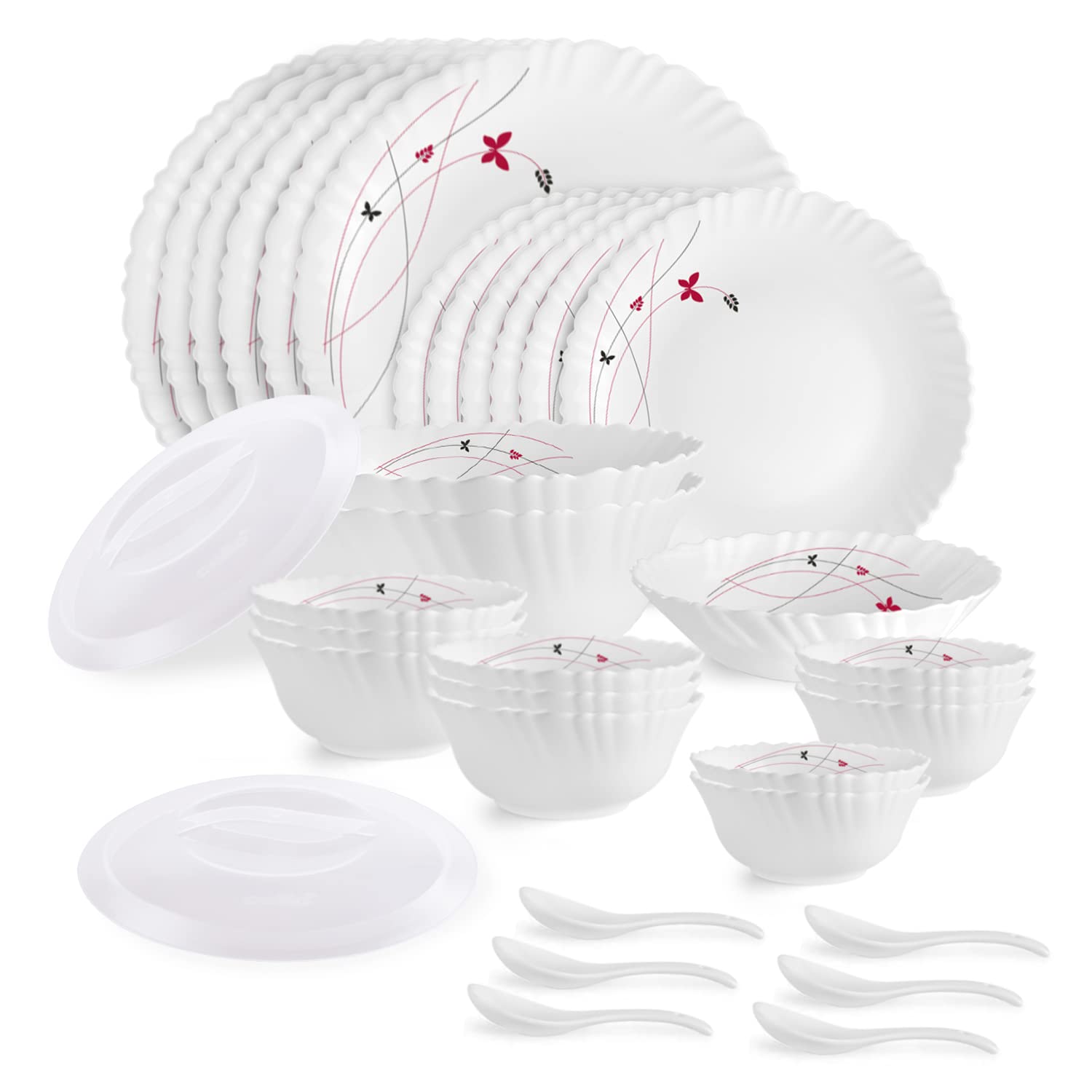 Dazzle Series 35 Pieces Opalware Dinner Set for Family of 6
