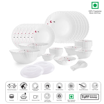 Dazzle Series 35 Pieces Opalware Dinner Set for Family of 6