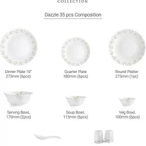 Dazzle Series 35 Pieces Opalware Dinner Set for Family of 6