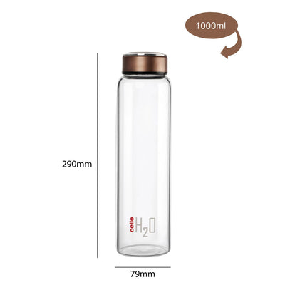 H2O Borosilicate Glass Water Bottle, 1000ml