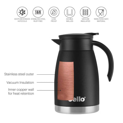 Duro Pot Double Walled Vacuum Insulated Teapot, 800ml