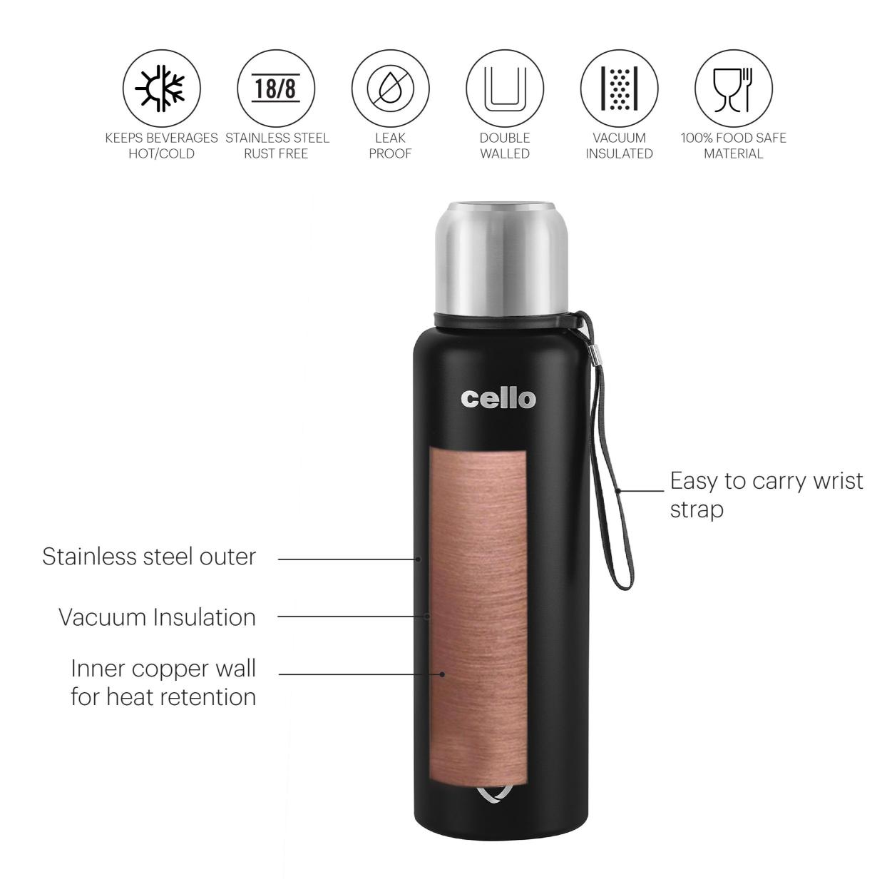 Duro Flip Flask, Vacusteel Water Bottle with Thermal Jacket