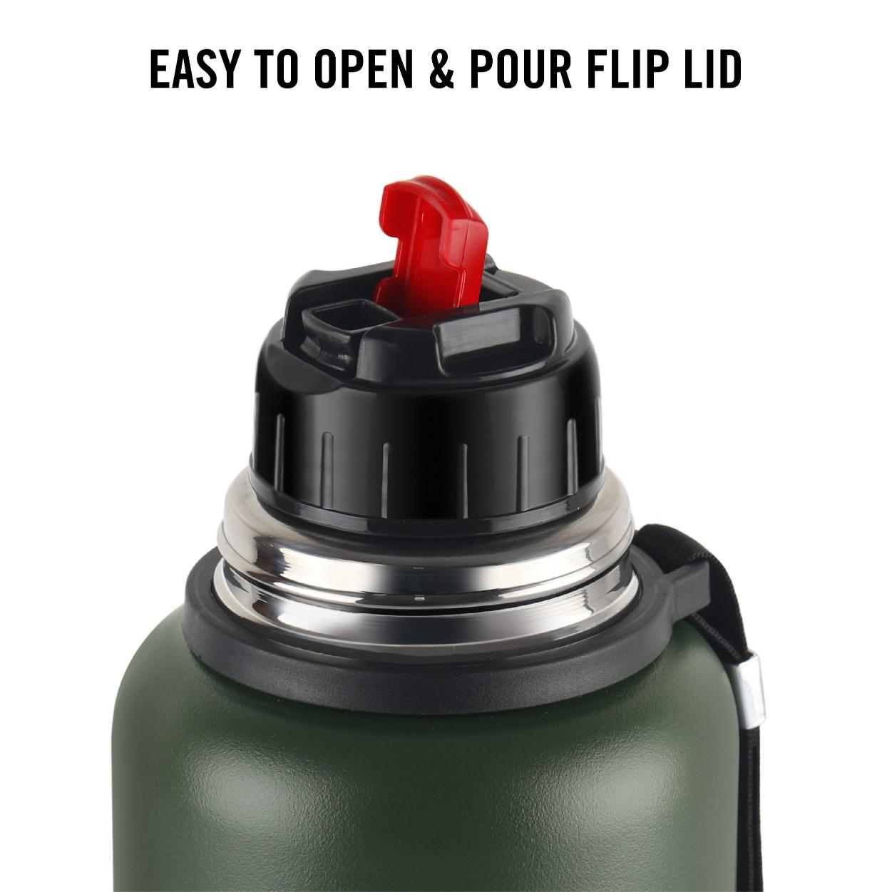 Duro Flip Flask, Vacusteel Water Bottle with Thermal Jacket