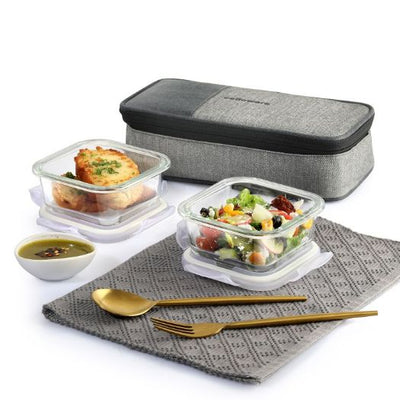Delighta Borosilicate Glass Lunch Box with Jacket, Square