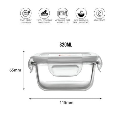 Delighta Borosilicate Glass Lunch Box with Jacket, Square