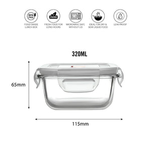 Delighta Borosilicate Glass Lunch Box with Jacket, Square
