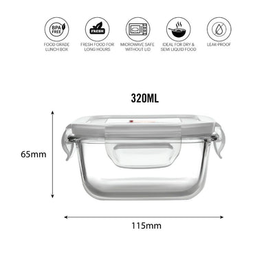 Delighta Borosilicate Glass Lunch Box with Jacket, Square