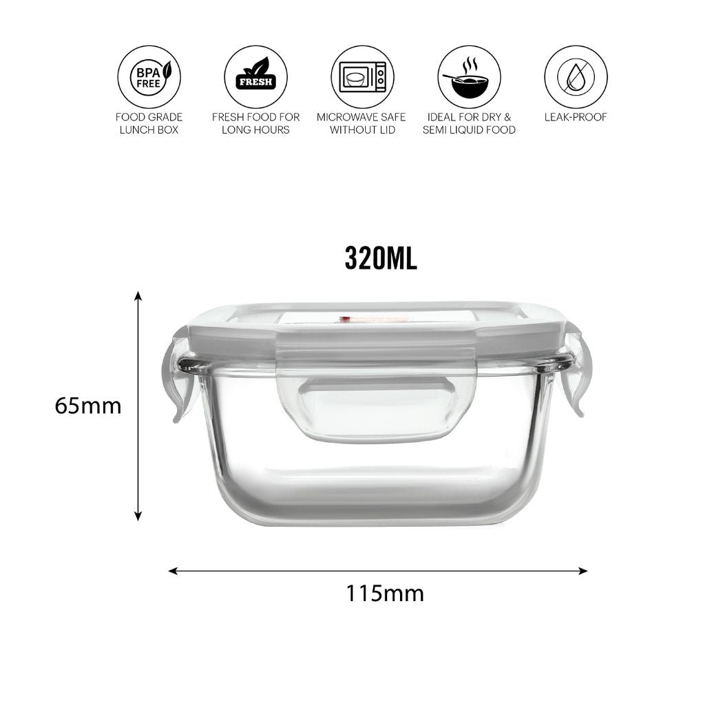 Delighta Borosilicate Glass Lunch Box with Jacket, Square