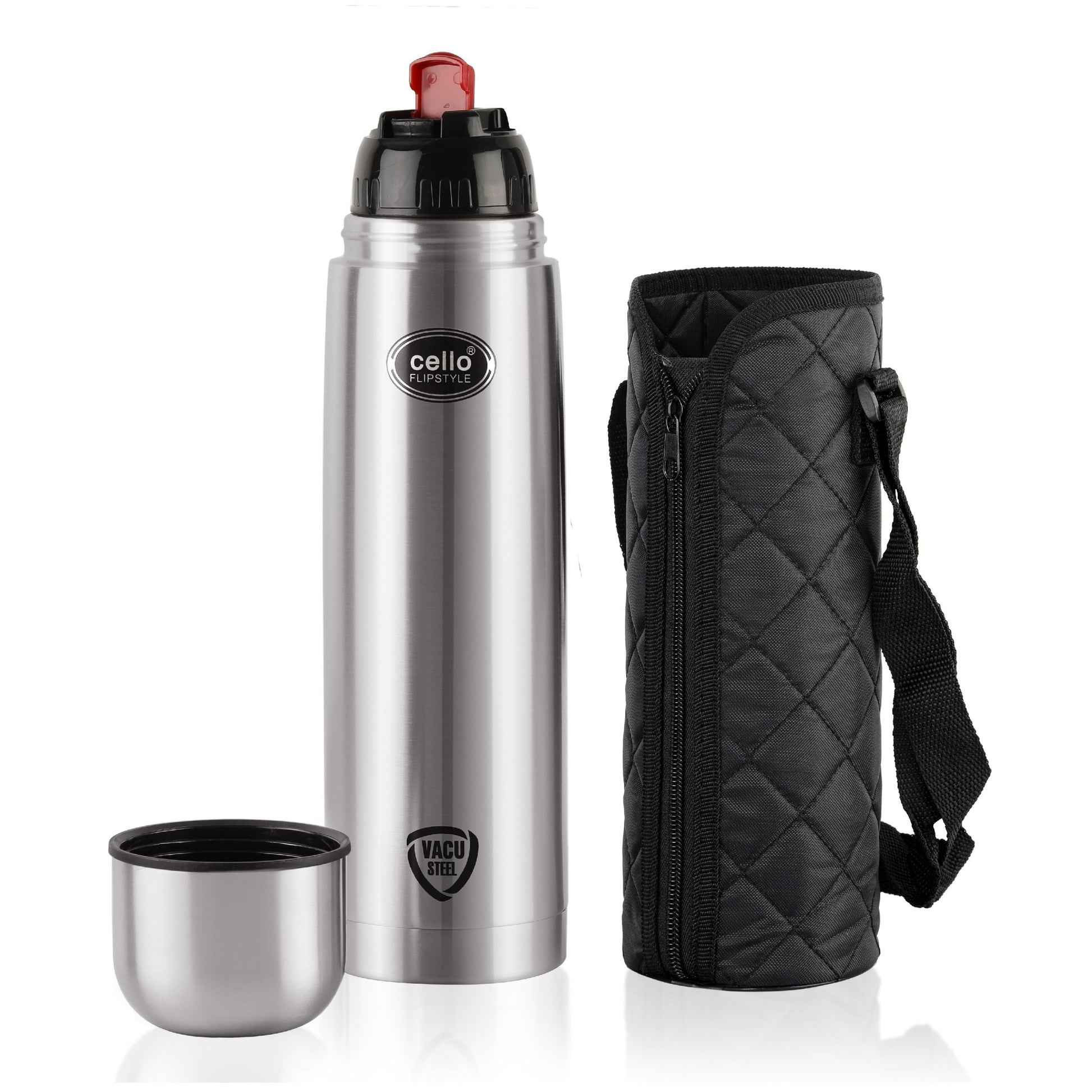 Flipstyle Flask, Vacusteel Water Bottle with Thermal Jacket, 1500ml