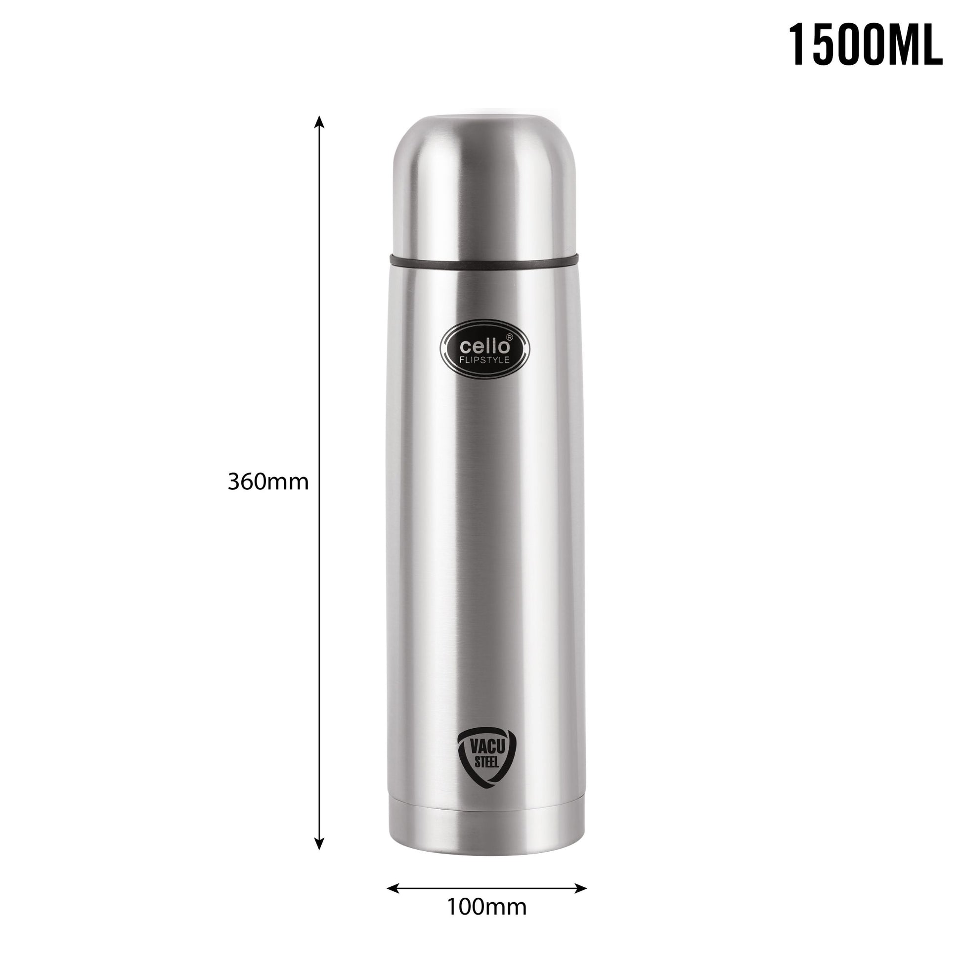 Flipstyle Flask, Vacusteel Water Bottle with Thermal Jacket, 1500ml