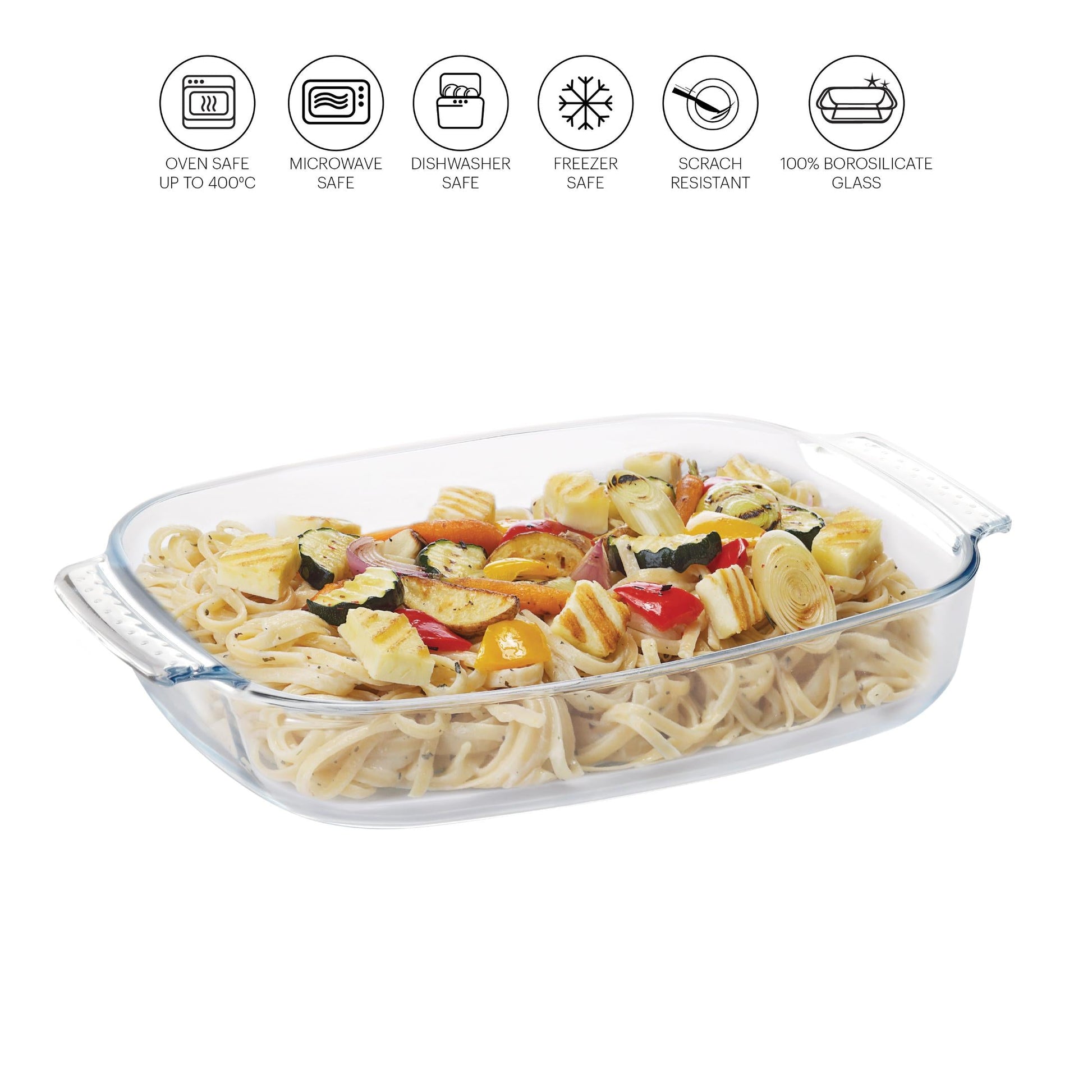 Giacinta Rectangle Glass Baking Dish, 2000ml