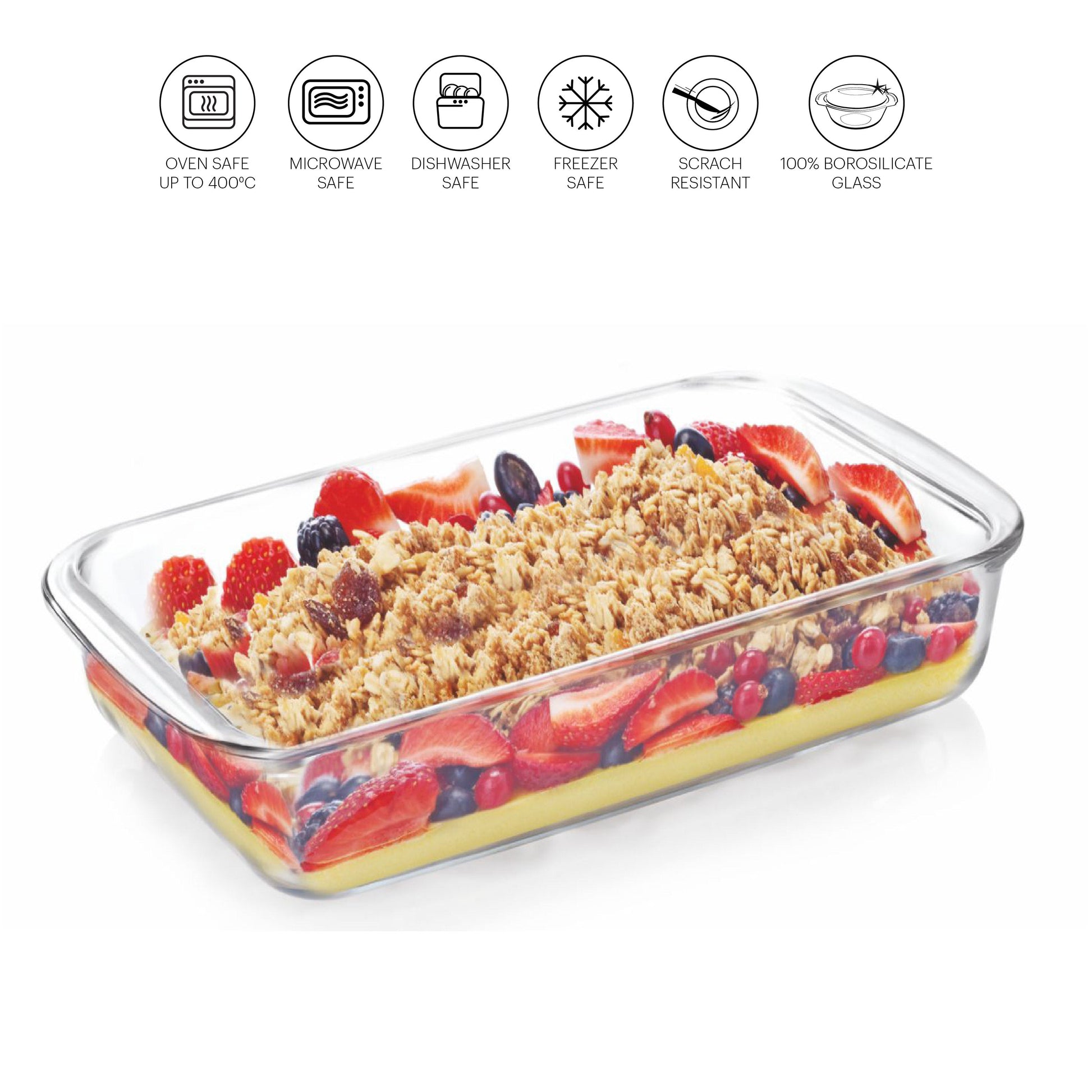 Dahlia Rectangle Glass Baking Dish, 1100ml