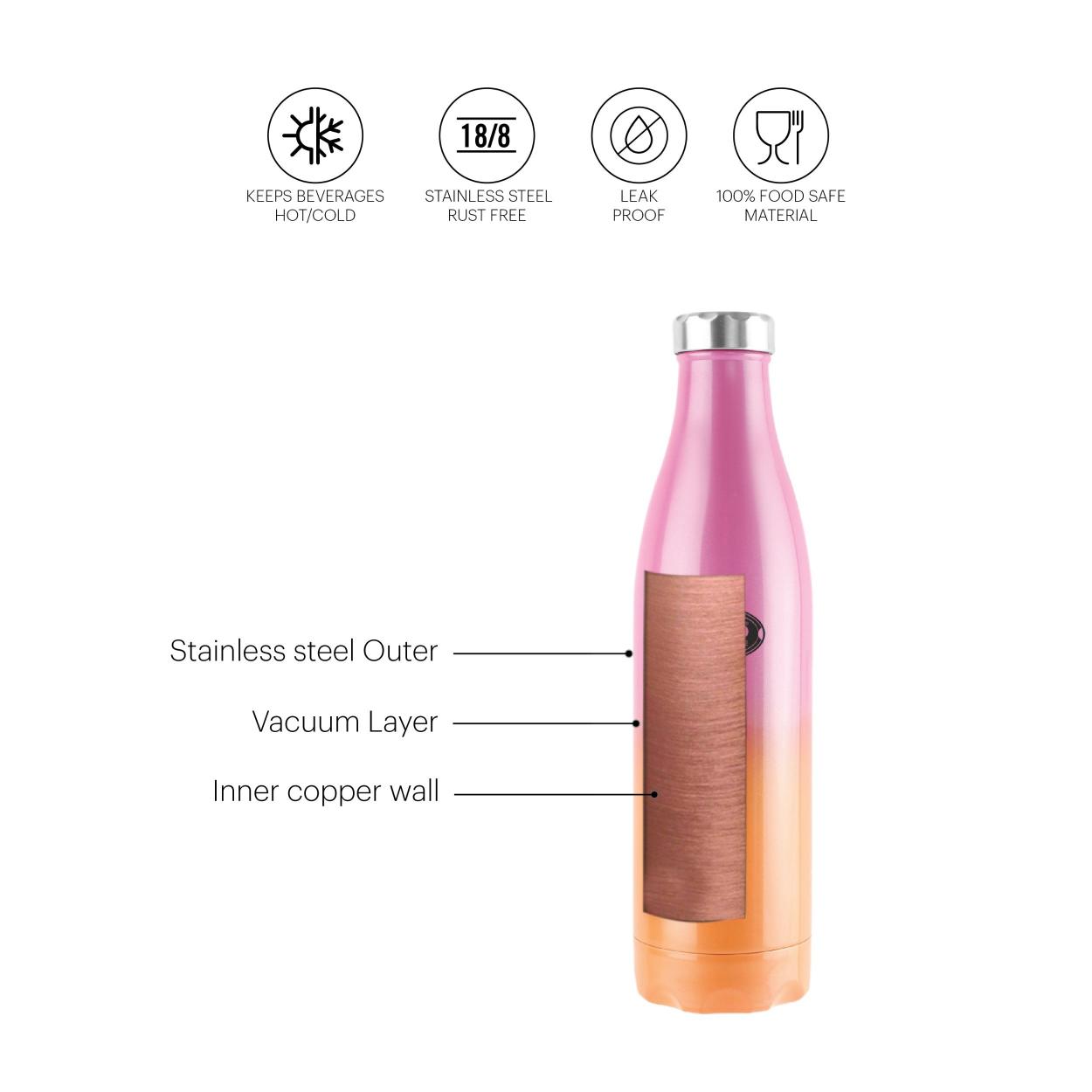 Colourmate Flask, Vacusteel Water Bottle, 800ml