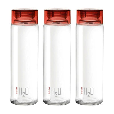 H2O Glass Water Bottle with Plastic Cap, 920ml