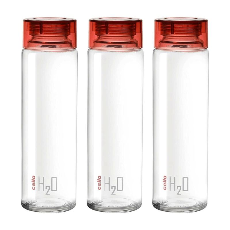 H2O Glass Water Bottle with Plastic Cap, 920ml