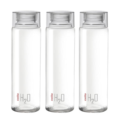 H2O Glass Water Bottle with Plastic Cap, 920ml