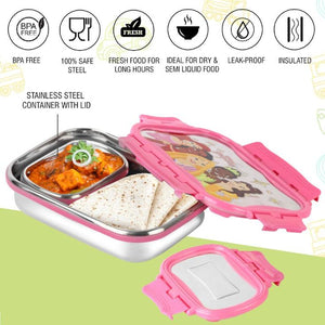 Click It Toons Stainless Steel Lunch Box, Medium