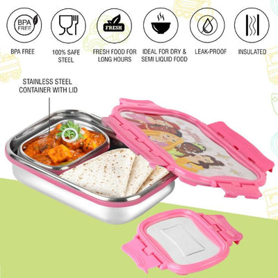 Click It Toons Stainless Steel Lunch Box, Medium