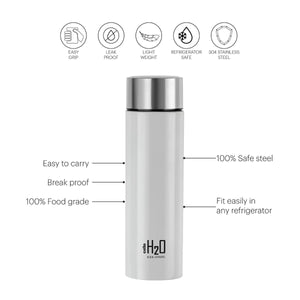 H2O Stainless Steel Water Bottle, 1000ml