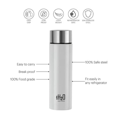 H2O Stainless Steel Water Bottle, 1000ml