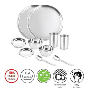 Steelox 12 Pieces Stainless Steel Dinner Set for Family of 2