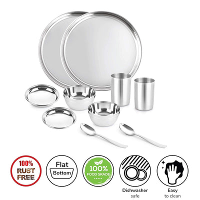Steelox 12 Pieces Stainless Steel Dinner Set for Family of 2