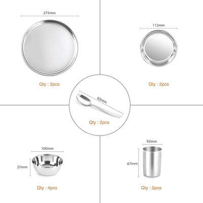 Steelox 12 Pieces Stainless Steel Dinner Set for Family of 2