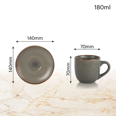 Hampshire 6 Pieces Ceramic Cup & Saucer