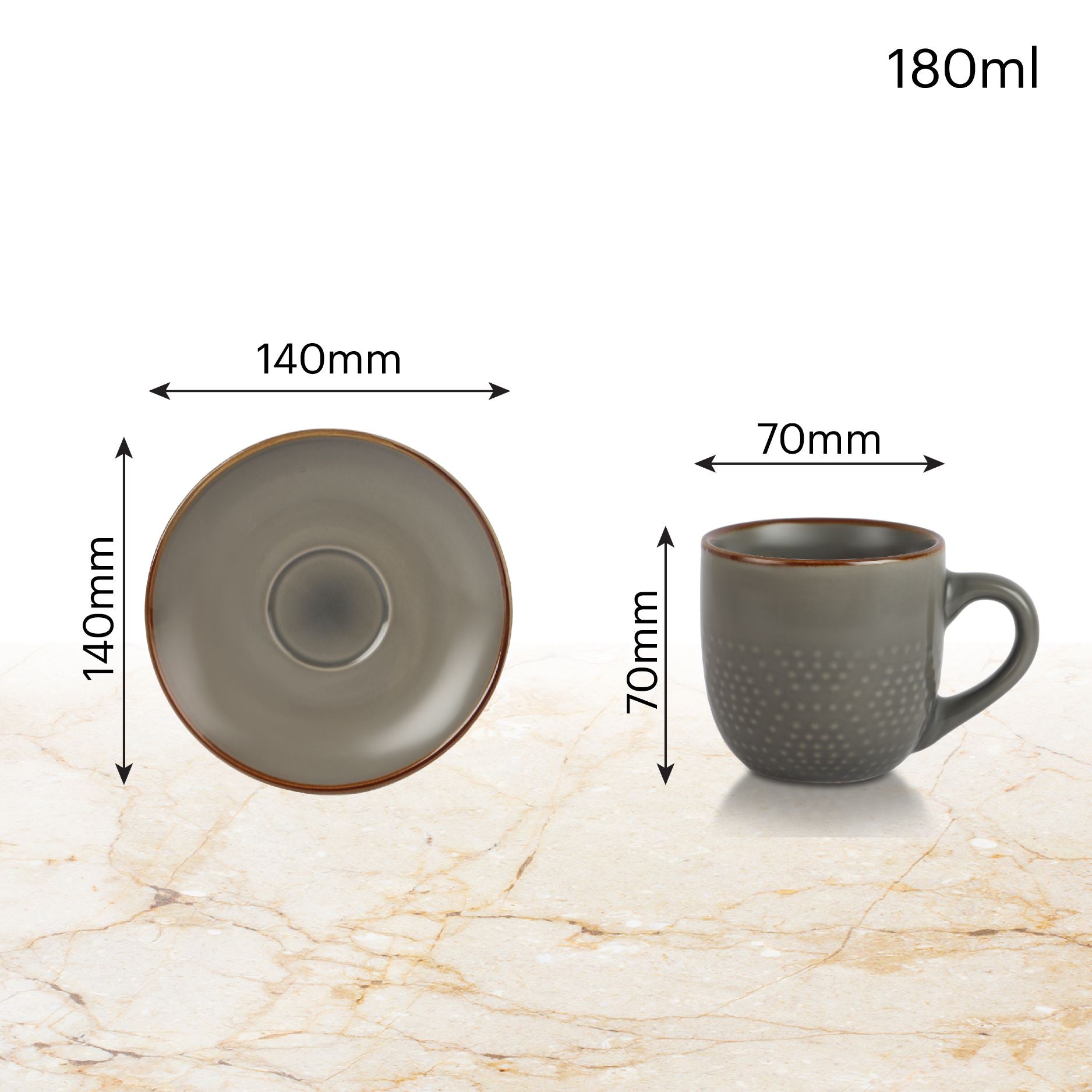 Hampshire 6 Pieces Ceramic Cup & Saucer