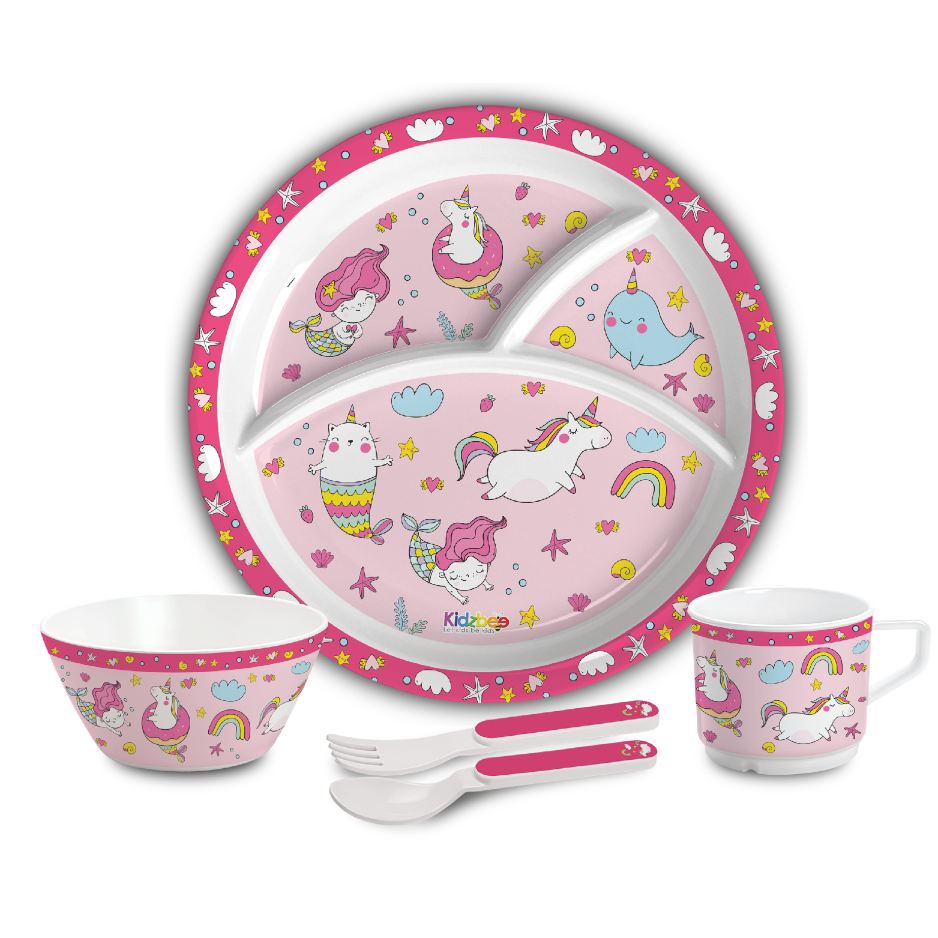 Pink Parade Kids Melamine Meal, Set of 5