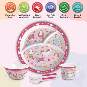 Pink Parade Kids Melamine Meal, Set of 5