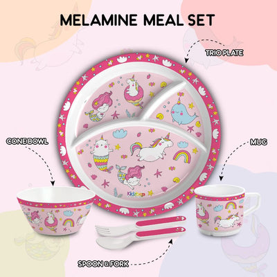 Pink Parade Kids Melamine Meal, Set of 5