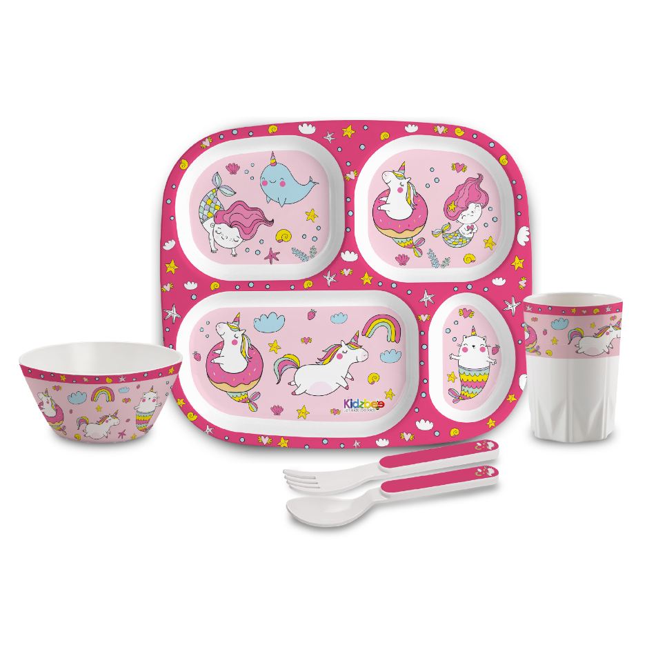Pink Parade Kids Melamine Meal, Set of 5