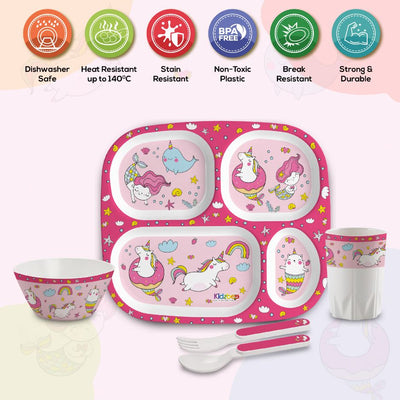 Pink Parade Kids Melamine Meal, Set of 5