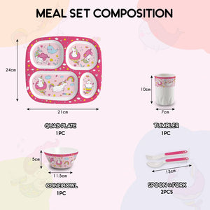Pink Parade Kids Melamine Meal, Set of 5