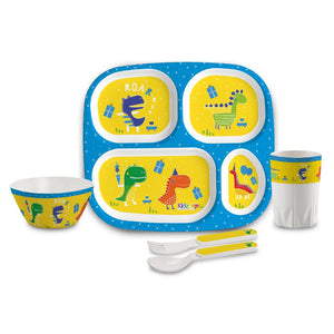 Dino Party  Kids Melamine Meal, Set of 5