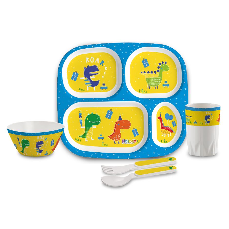 Dino Party  Kids Melamine Meal, Set of 5