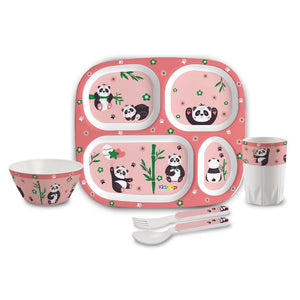 Bamboo Buddies Peach Kids Melamine Meal, Set of 5