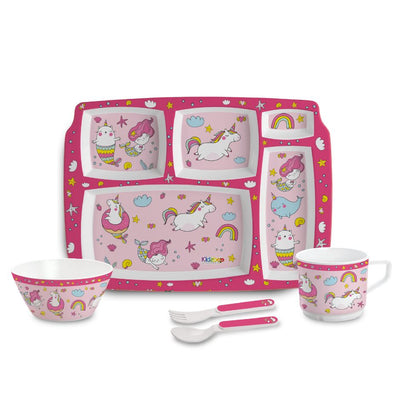 Pink Parade Kids Melamine Meal, Set of 5