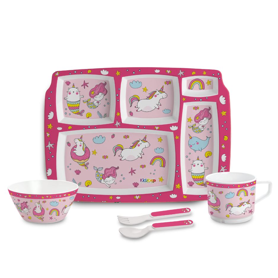 Pink Parade Kids Melamine Meal, Set of 5