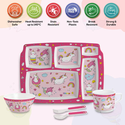 Pink Parade Kids Melamine Meal, Set of 5