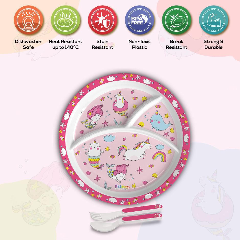 Pink Parade Kids Melamine Meal, Set of 3