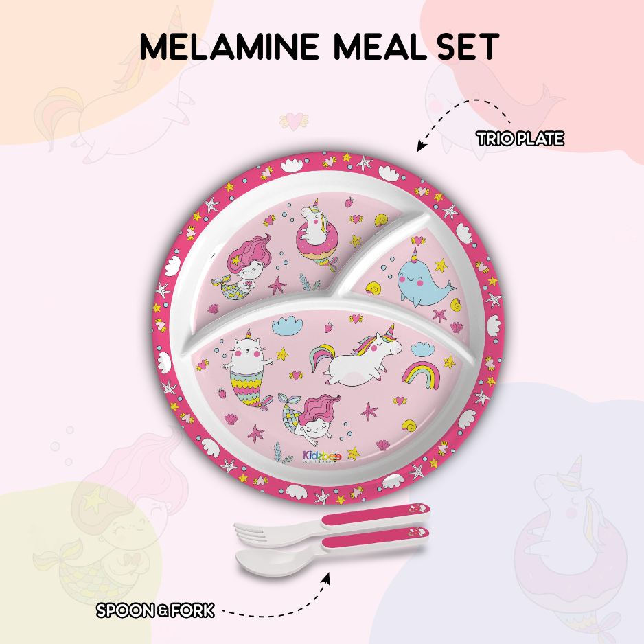 Pink Parade Kids Melamine Meal, Set of 3