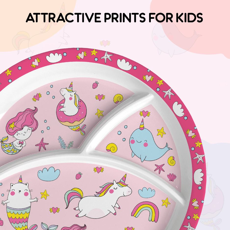 Pink Parade Kids Melamine Meal, Set of 3