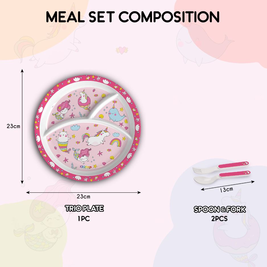 Pink Parade Kids Melamine Meal, Set of 3