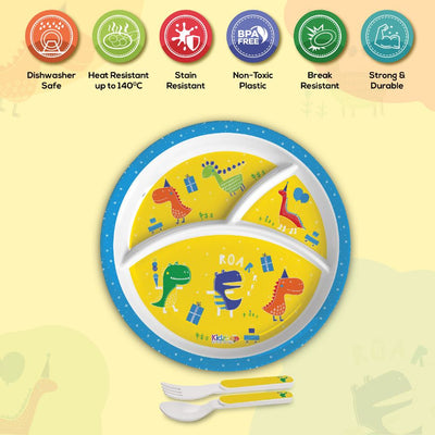 Dino Party Kids Melamine Meal, Set of 3